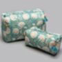 Majha Floral Pattern Quilted Cotton Washbag In Aqua, thumbnail 3 of 5