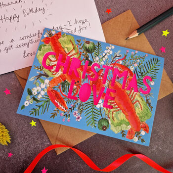 Christmas Love Lobster Papercut Christmas Card, 5 of 7