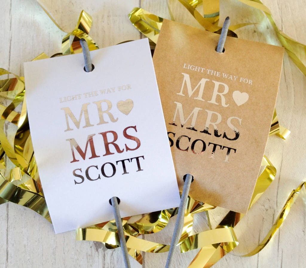 Set Of 12 'Mr And Mrs' Wedding Sparkler Covers, 1 of 2