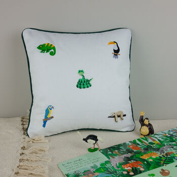 Children's Rainforest Embroidered Nursery Cushion, 2 of 8