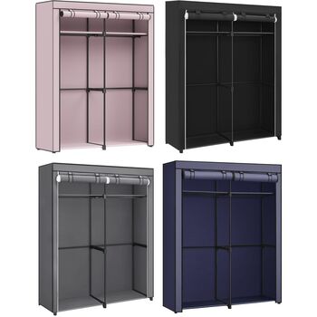 Collapsible Fabric Wardrobe With Rails Clothes Storage, 12 of 12