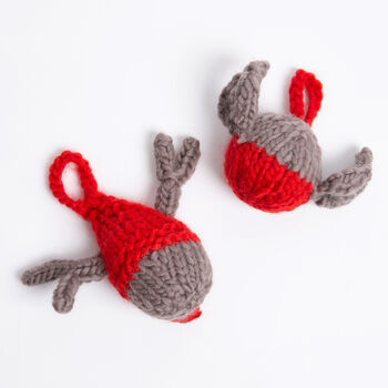 Reindeer And Robin Baubles Knitting Kit, 4 of 11