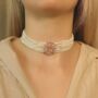 Multi Strand Pearl Rose Gold Zircon Stone Choker Set, thumbnail 5 of 10