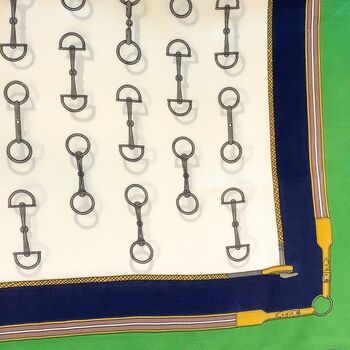 Green Equestrian Chain Print Silky Scarf, 2 of 4