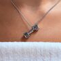Personalised Silver Coloured Dumbbell Pendant Necklace, thumbnail 6 of 9