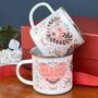 Pair Of Red And Pink Enamel Mugs For Couple, thumbnail 5 of 7