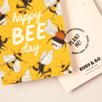 Happy Bee Day Plantable Birthday Card, 3 of 6