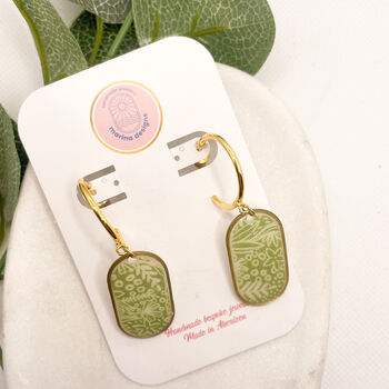 Green Botanical Drop Statement Earrings For Her, 2 of 11