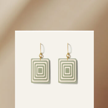 Green And Cream Geometric Earrings, 3 of 5