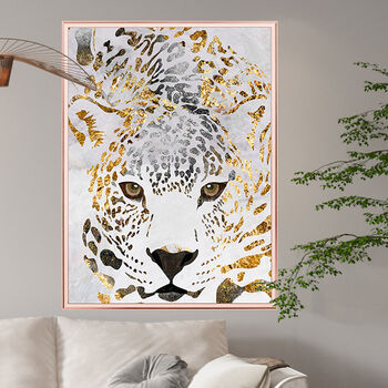 White Gold Jaguar Original Artwork Print For Him, 2 of 5