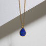 Teardrop Lapis Urn Necklace 18 K Gold Plated Silver, thumbnail 3 of 6