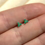Sterling Silver Triple Birthstone Stud Earrings, thumbnail 3 of 12