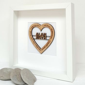 Linen Anniversary Personalised Oak Heart, 2 of 3