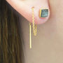 Rose Quartz Rose/Gold Plated Threader Earrings, thumbnail 4 of 5