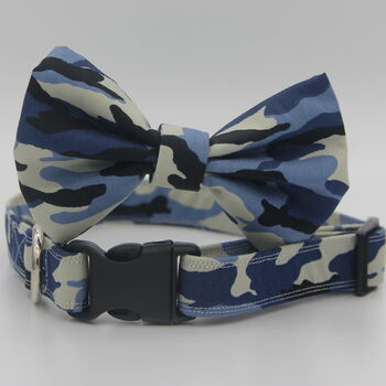 Blue Camouflage Dog Bow Tie, 3 of 4