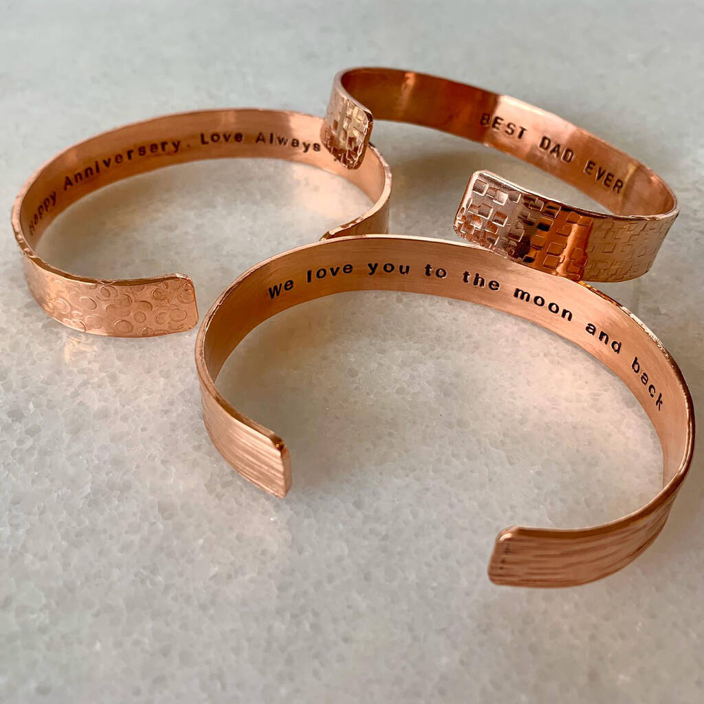 Handmade Mens Personalised Copper Cuff, 1 of 10