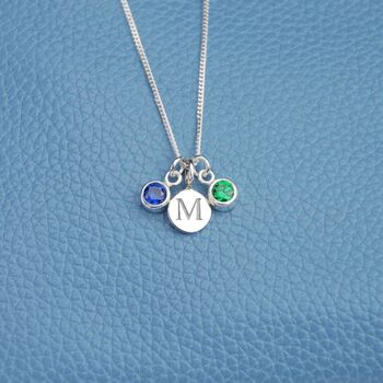 Sterling Silver Mini Initial And Birthstone Necklace, 2 of 8