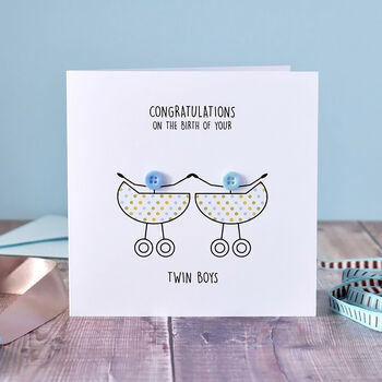 Newborn Twins Congratulations Button Card, 3 of 3