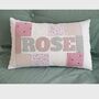 Memory Large Name Pillow, Custom Made From Baby Clothes. Personalised Cushion, Decorative Patchwork Pillow, thumbnail 7 of 10