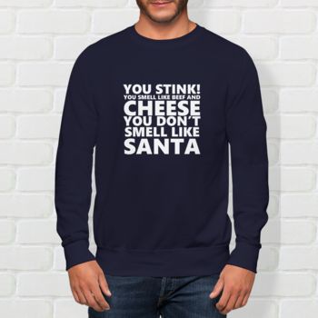 Mens 'Smell Like Beef And Cheese' Christmas Jumper, 2 of 2