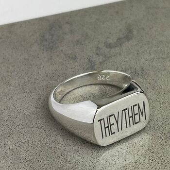 Lgbtq Jewellery They Them Pronoun Ring Sterling Silver, 2 of 9