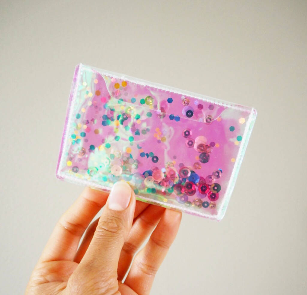 Holographic Vinyl Card Holder With Sequins By Suki Sabur Designs