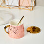 Gold Speckled Pink Mug With Spoon And Lid, thumbnail 6 of 7