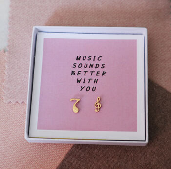 'Music Sounds Better With You' Quote Stud Earrings, 5 of 5