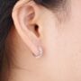 Silver Cz Leaf Hoop Earrings, 925 Sterling Silver, thumbnail 2 of 7