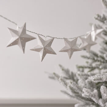 Christmas White Paper Star Garland Warm White LED Battery Operated String Fairy Lights With Timer 180cm, 4 of 4