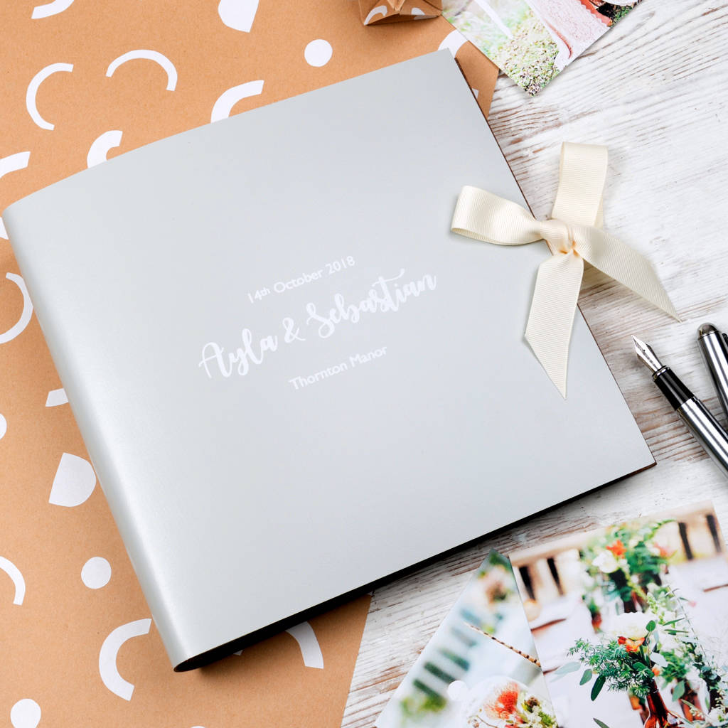 Personalised Large Leather Guest Book With Ribbon By Be Golden