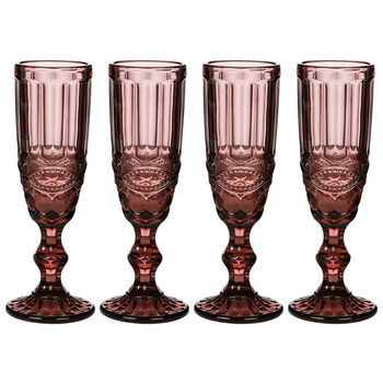 Four Rouge Etched Champagne Flute Set, 2 of 6