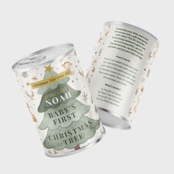 Baby's First Christmas Tree Grow Together Personalised Tin Gift, 3 of 3