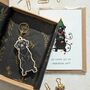Black Labrador Dog Wooden Keyring With Optional Christmas Card, thumbnail 1 of 7