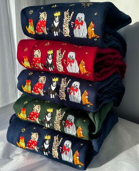 Christmas Cats Embroidered Sweatshirt, 2 of 9