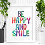 'Be Happy And Smile' Watercolour Print, thumbnail 1 of 2
