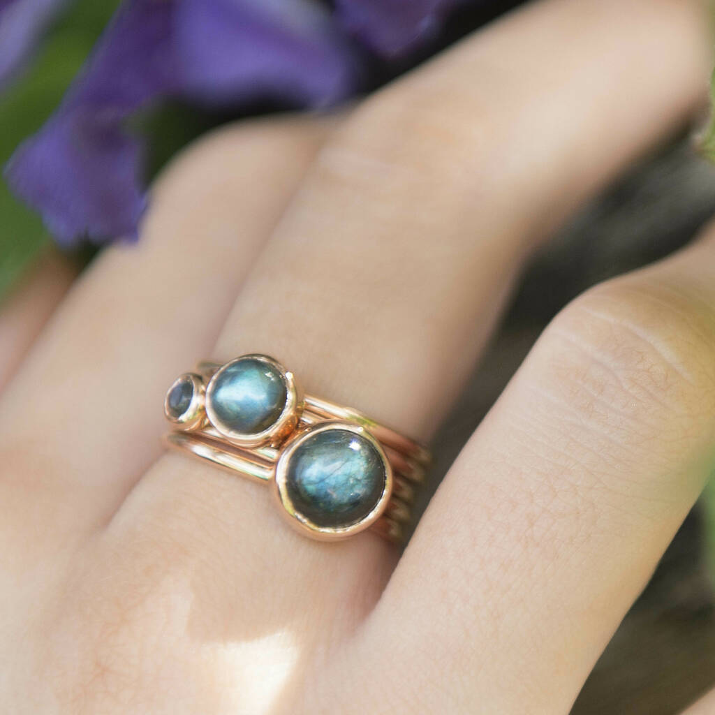 Solid Rose Gold Red Storm Labradorite Stacking Ring By Alison Moore ...