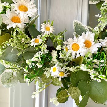 Large White Daisy And Eucalyptus Floral Wreath, 5 of 8