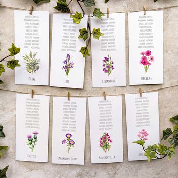 Floral Hanging Table Plan Cards, 4 of 8