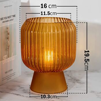 Battery Operated Glass Amber Table Lamp, 7 of 7