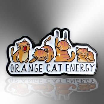Small Orange Cat Energy Ginger Kitty Enamel Pin, 4 of 9