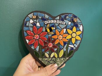 Welcome House Handmade Mosaic Hanging Heart, 2 of 2