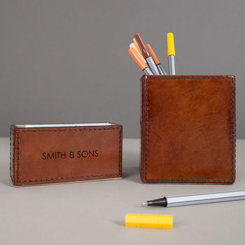 Personalised Leather Desk Set Mini Two Colours, 3 of 10