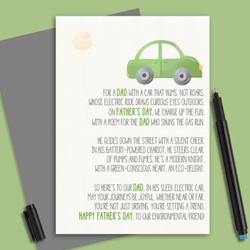 Dad's Electric Car Fathers Day Card, 3 of 4