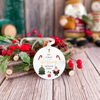 Personalised First Xmas Ceramic Ornament Gi̇ft, 3 of 7