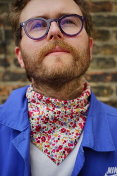 Mens Mixed Ditzy Floral Cotton Neckerchief, 10 of 12
