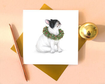 French Bulldog White 'Happy Howlidays' Christmas Card, 3 of 4