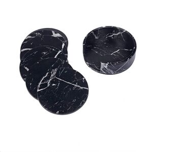 Six Pieces Marble Black Coasters For Drinks, 5 of 6