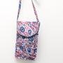 Block Print Mobile Phone Purse Fair Trade Crossbody Bag, thumbnail 9 of 11