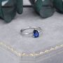 Created Blue Sapphire Droplet Ring In Sterling Silver, thumbnail 7 of 8